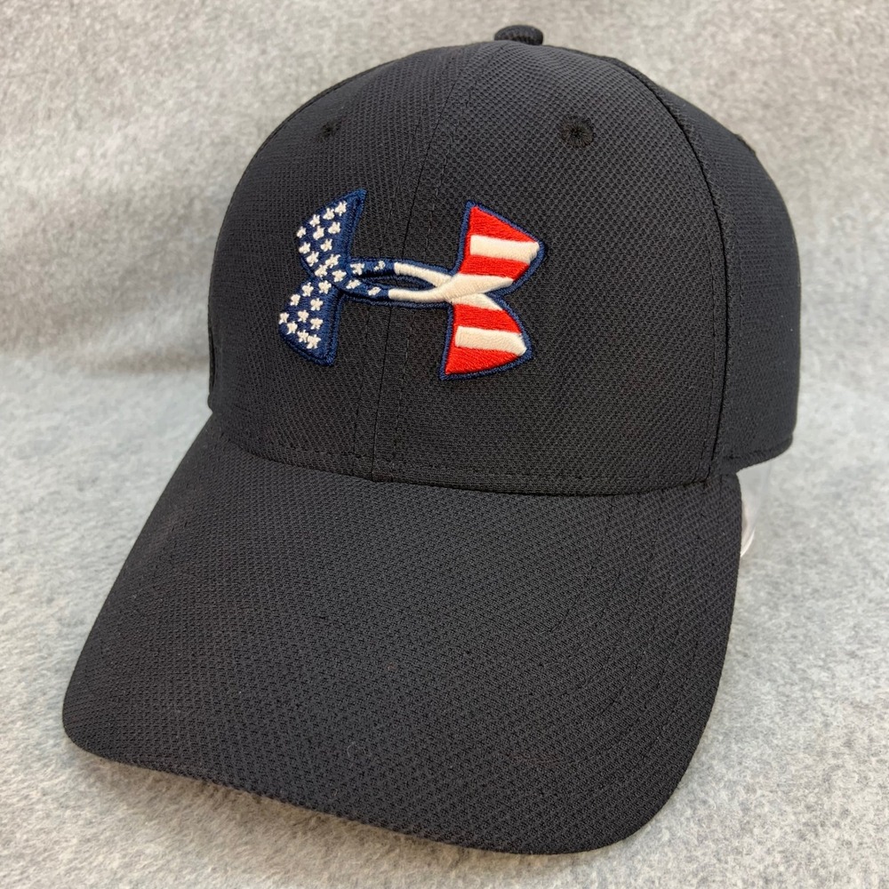 Under Armour USA Flag Logo Mens Black Freedom Hat Classic Fit M/L